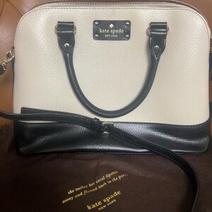 Kate Spade Black and Cream Pebble Leather Dome Satchel